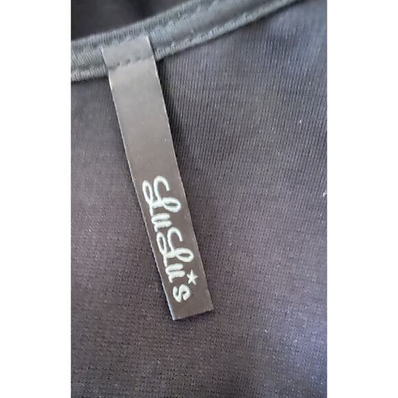 Lulus Black Sz Sm Ponte Knit Fit N Flare 3/4 Slv Expsd Gold Zipper Pockets Midi - Picture 4 of 11